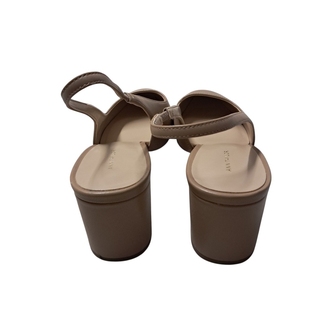 Ann Taylor Slingback Heels Shoes Women's 7.5 Tan Block Heel Classic Leather Work - Picture 5 of 12